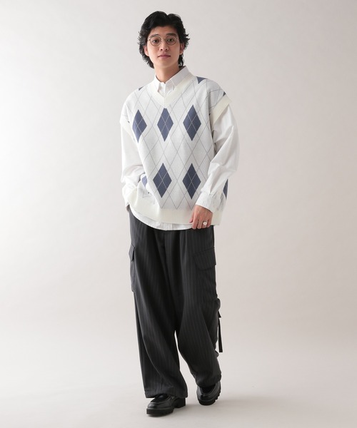 セール】アーガイル柄/Vネックニットベスト（ベスト）｜RAGEBLUE