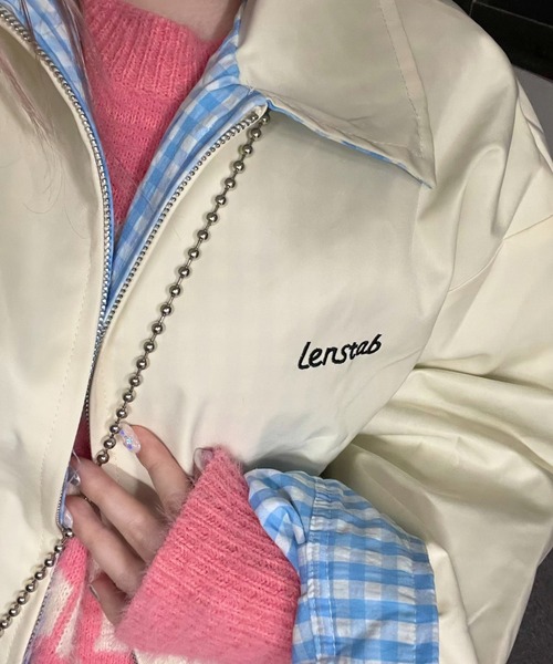 LAC-VERT(ラック・ヴェール)の「【2WAY】リバーシブル 無地/チェック柄ブルゾン(ブルゾン・レディース・オフホワイト/ネイビー・FREE)」の18枚目の写真