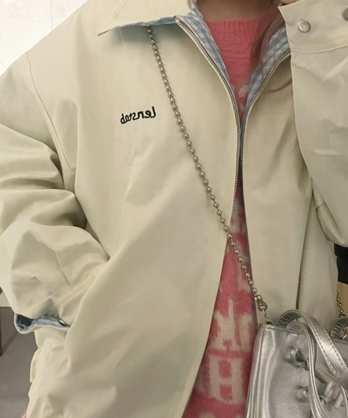 LAC-VERT(ラック・ヴェール)の「【2WAY】リバーシブル 無地/チェック柄ブルゾン(ブルゾン・レディース・オフホワイト/ネイビー・FREE)」の19枚目の写真