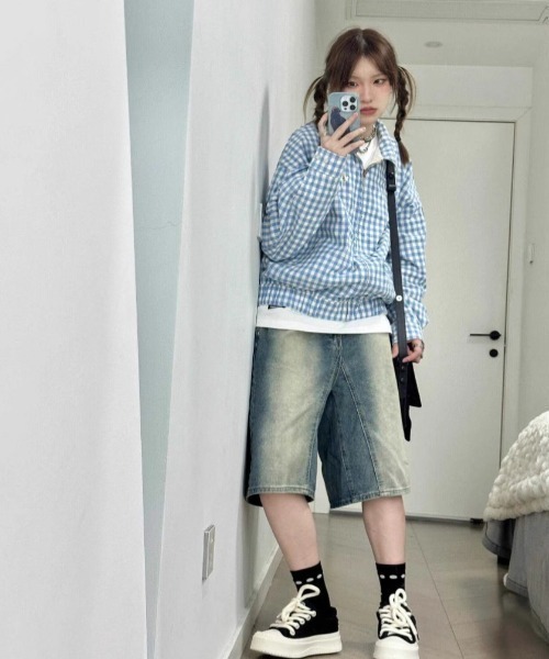 LAC-VERT(ラック・ヴェール)の「【2WAY】リバーシブル 無地/チェック柄ブルゾン(ブルゾン・レディース・オフホワイト/ネイビー・FREE)」の16枚目の写真