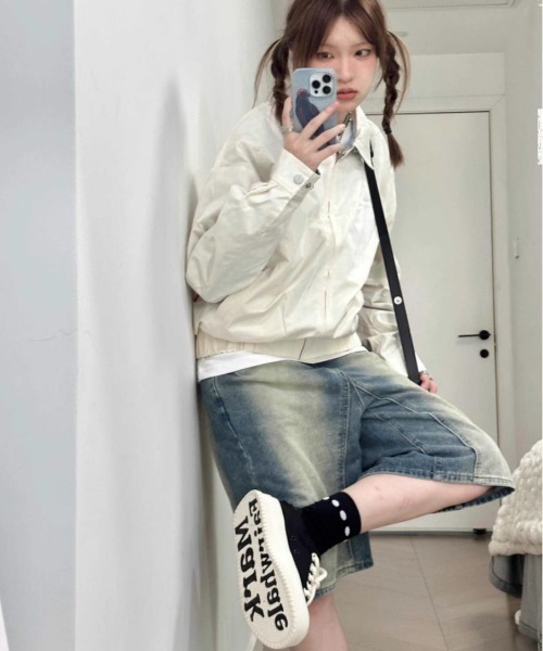 LAC-VERT(ラック・ヴェール)の「【2WAY】リバーシブル 無地/チェック柄ブルゾン(ブルゾン・レディース・オフホワイト/ネイビー・FREE)」の15枚目の写真