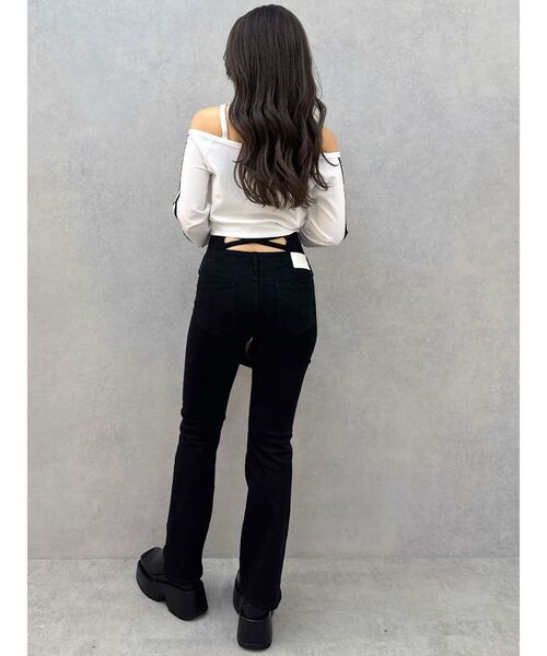 GYDA（ジェイダ）の「GD track 2ラインオフショルトップス（Tシャツ/カットソー・レディース・ブラック/ベージュ/オフホワイト・FREE）」の19枚目の写真