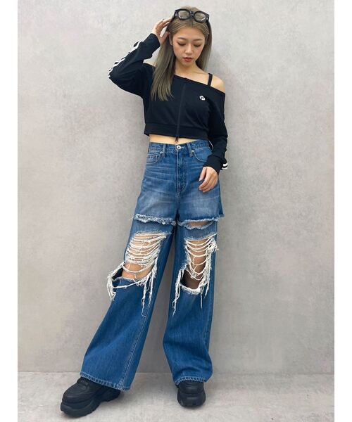 セール】GD track 2ラインオフショルトップス（Tシャツ