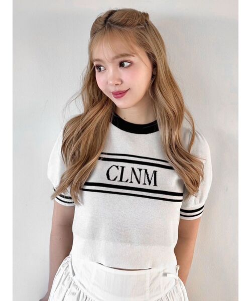 CALNAMUR（カルナムール）の「LOGO JACQUARD KNIT/ロゴジャガードニット（ニット/セーター・レディース・オフホワイト/その他1/ピンク・FREE）」の6枚目の写真