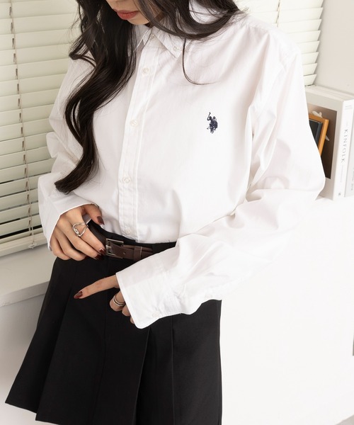 U.S. POLO ASSN.(ユーエスポロアッスン)の「【U.S. POLO ASSN.】ワンポイント長袖コットンブロードシャツ(シャツ/ブラウス・レディース・ブルー/ホワイト/サックスブルー/ブラック・M/S/XL/L)」の2枚目の写真