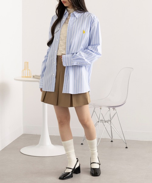 U.S. POLO ASSN.(ユーエスポロアッスン)の「【U.S. POLO ASSN.】ワンポイント長袖コットンブロードシャツ(シャツ/ブラウス・レディース・ブルー/ホワイト/サックスブルー/ブラック・M/S/XL/L)」の12枚目の写真