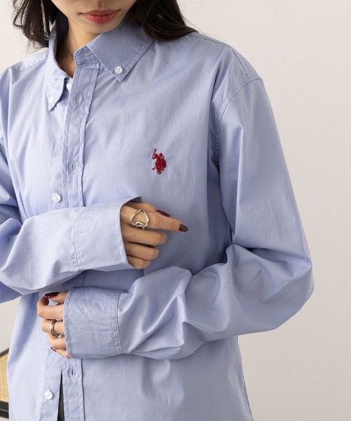 U.S. POLO ASSN.(ユーエスポロアッスン)の「【U.S. POLO ASSN.】ワンポイント長袖コットンブロードシャツ(シャツ/ブラウス・レディース・ブルー/ホワイト/サックスブルー/ブラック・M/S/XL/L)」の14枚目の写真