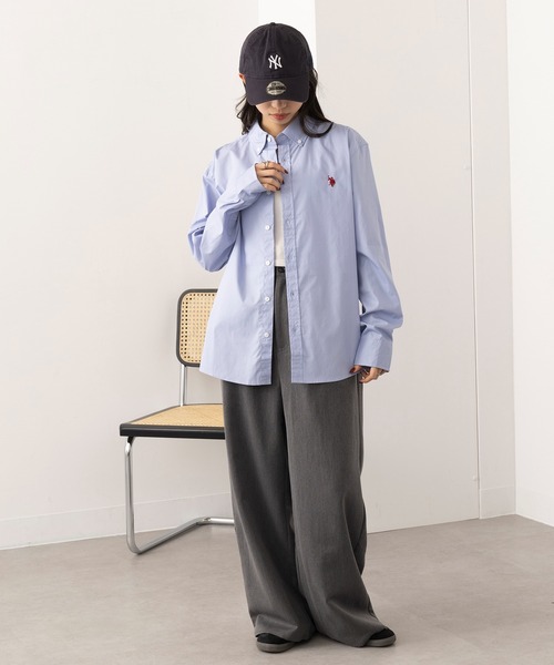 U.S. POLO ASSN.(ユーエスポロアッスン)の「【U.S. POLO ASSN.】ワンポイント長袖コットンブロードシャツ(シャツ/ブラウス・レディース・ブルー/ホワイト/サックスブルー/ブラック・M/S/XL/L)」の19枚目の写真
