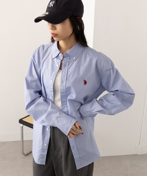 U.S. POLO ASSN.(ユーエスポロアッスン)の「【U.S. POLO ASSN.】ワンポイント長袖コットンブロードシャツ(シャツ/ブラウス・レディース・ブルー/ホワイト/サックスブルー/ブラック・M/S/XL/L)」の15枚目の写真