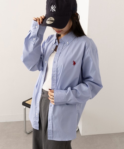 U.S. POLO ASSN.(ユーエスポロアッスン)の「【U.S. POLO ASSN.】ワンポイント長袖コットンブロードシャツ(シャツ/ブラウス・レディース・ブルー/ホワイト/サックスブルー/ブラック・M/S/XL/L)」の16枚目の写真