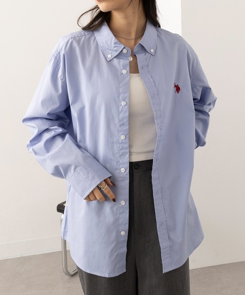 U.S. POLO ASSN.(ユーエスポロアッスン)の「【U.S. POLO ASSN.】ワンポイント長袖コットンブロードシャツ(シャツ/ブラウス・レディース・ブルー/ホワイト/サックスブルー/ブラック・M/S/XL/L)」の17枚目の写真