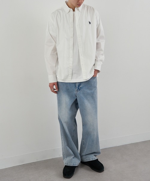 U.S. POLO ASSN.(ユーエスポロアッスン)の「【U.S. POLO ASSN.】ワンポイント長袖コットンブロードシャツ(シャツ/ブラウス・レディース・ブルー/ホワイト/サックスブルー/ブラック・M/S/XL/L)」の22枚目の写真