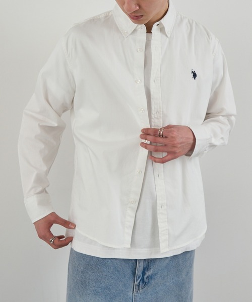 U.S. POLO ASSN.(ユーエスポロアッスン)の「【U.S. POLO ASSN.】ワンポイント長袖コットンブロードシャツ(シャツ/ブラウス・レディース・ブルー/ホワイト/サックスブルー/ブラック・M/S/XL/L)」の9枚目の写真