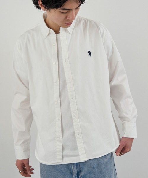 U.S. POLO ASSN.(ユーエスポロアッスン)の「【U.S. POLO ASSN.】ワンポイント長袖コットンブロードシャツ(シャツ/ブラウス・レディース・ブルー/ホワイト/サックスブルー/ブラック・M/S/XL/L)」の7枚目の写真