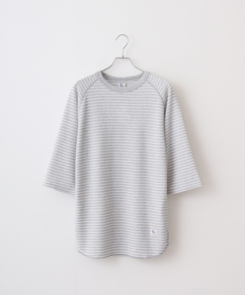 JEMORGAN(ジェーイーモーガン)の「JEMORGAN ワッフルボーダー7分袖T(Tシャツ/カットソー・メンズ・ネイビー/ナチュラル/杢グレー・M/XL/L)」の2枚目の写真