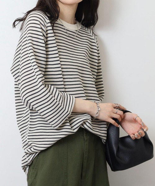 JEMORGAN(ジェーイーモーガン)の「JEMORGAN ワッフルボーダー7分袖T(Tシャツ/カットソー・メンズ・ネイビー/ナチュラル/杢グレー・M/XL/L)」の22枚目の写真