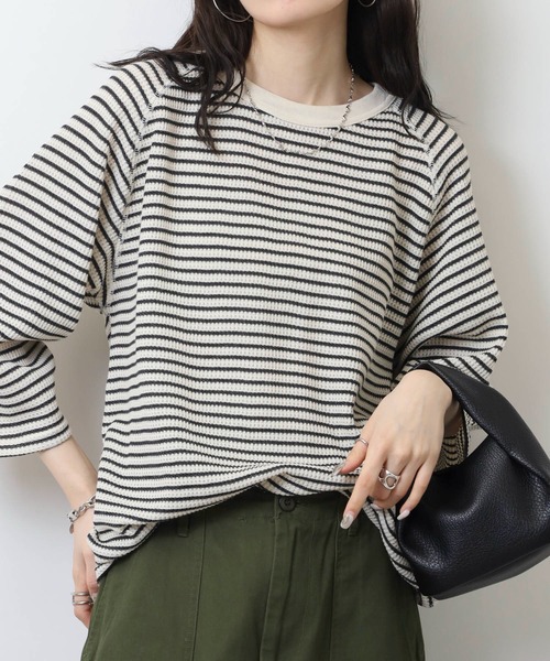 JEMORGAN(ジェーイーモーガン)の「JEMORGAN ワッフルボーダー7分袖T(Tシャツ/カットソー・メンズ・ネイビー/ナチュラル/杢グレー・M/XL/L)」の18枚目の写真