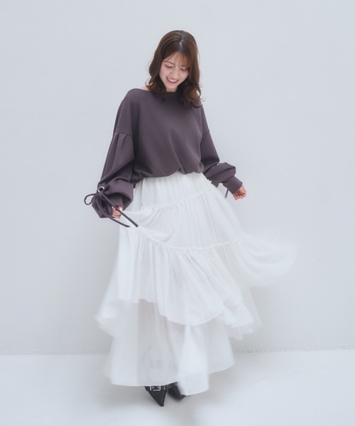 mellowneon(メロウネオン)の「ランダムティアードスカート(スカート・レディース・アイボリー/ブラック・MEDIUM/SMALL)」の14枚目の写真