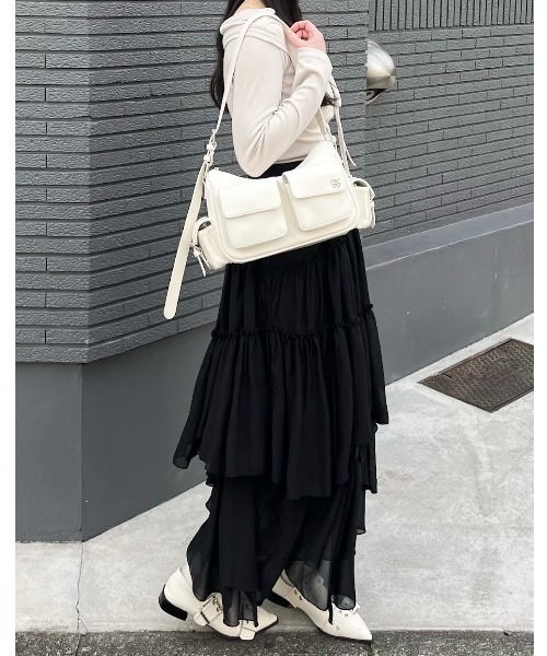 mellowneon(メロウネオン)の「ランダムティアードスカート(スカート・レディース・アイボリー/ブラック・MEDIUM/SMALL)」の19枚目の写真