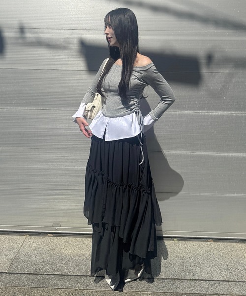 mellowneon(メロウネオン)の「ランダムティアードスカート(スカート・レディース・アイボリー/ブラック・MEDIUM/SMALL)」の21枚目の写真