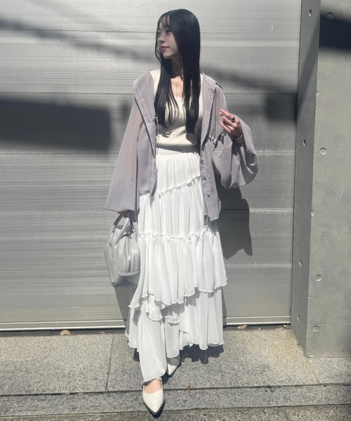 mellowneon(メロウネオン)の「ランダムティアードスカート(スカート・レディース・アイボリー/ブラック・MEDIUM/SMALL)」の4枚目の写真