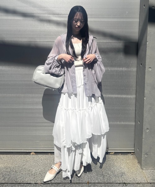 mellowneon(メロウネオン)の「ランダムティアードスカート(スカート・レディース・アイボリー/ブラック・MEDIUM/SMALL)」の5枚目の写真