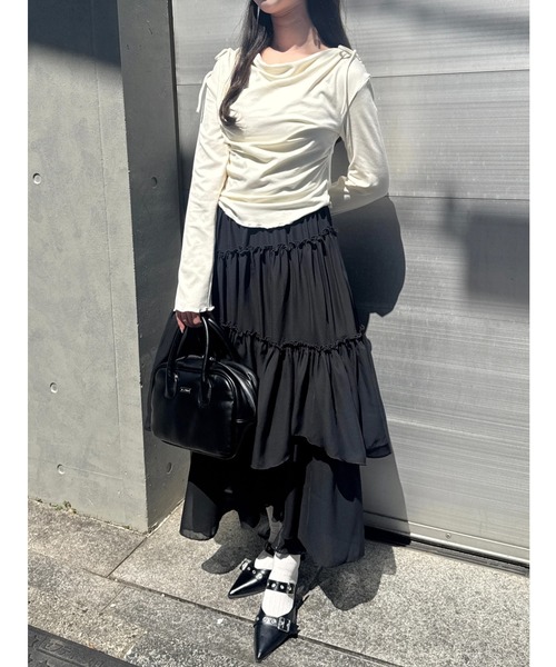 mellowneon(メロウネオン)の「ランダムティアードスカート(スカート・レディース・アイボリー/ブラック・MEDIUM/SMALL)」の7枚目の写真