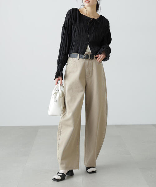 FREE'S MART(フリーズマート)の「◆シアーギャザー前開き短丈ブラウス(シャツ/ブラウス・レディース・イエロー/ホワイト/ブラック/ブラック系その他・FREE)」の16枚目の写真