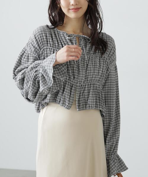 FREE'S MART（フリーズマート）の「◆シアーギャザー前開き短丈ブラウス（シャツ/ブラウス・レディース・イエロー/ホワイト/ブラック/ブラック系その他・FREE）」の16枚目の写真