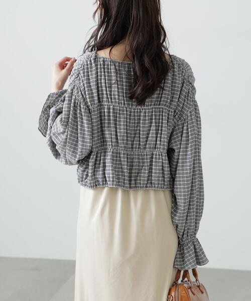 FREE'S MART（フリーズマート）の「◆シアーギャザー前開き短丈ブラウス（シャツ/ブラウス・レディース・イエロー/ホワイト/ブラック/ブラック系その他・FREE）」の20枚目の写真