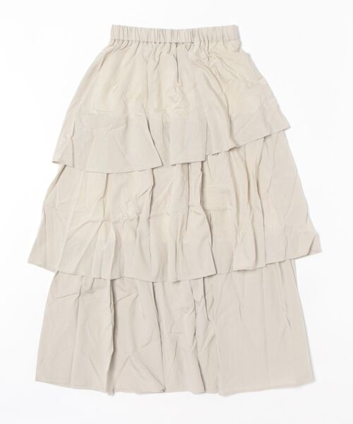 TRIANGLE PALETTE（トライアングルパレット）の「アシメティアード ロングスカート（スカート・レディース・ダークグレー/ブラック/アイボリー/カーキ/ホワイト・FREE）」の9枚目の写真