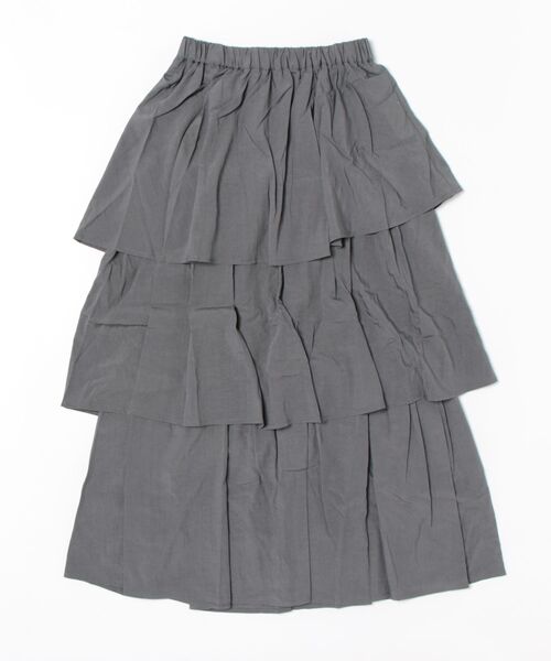 TRIANGLE PALETTE（トライアングルパレット）の「アシメティアード ロングスカート（スカート・レディース・ダークグレー/ブラック/アイボリー/カーキ/ホワイト・FREE）」の12枚目の写真