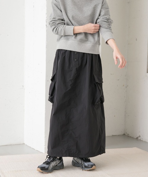Snow Peak（スノーピーク）の「『別注』Snow Peak Apparel×DOORS　Nylon Tussah Skirt（スカート・レディース・オリーブ/ブラック/グレー・ONE）」の7枚目の写真