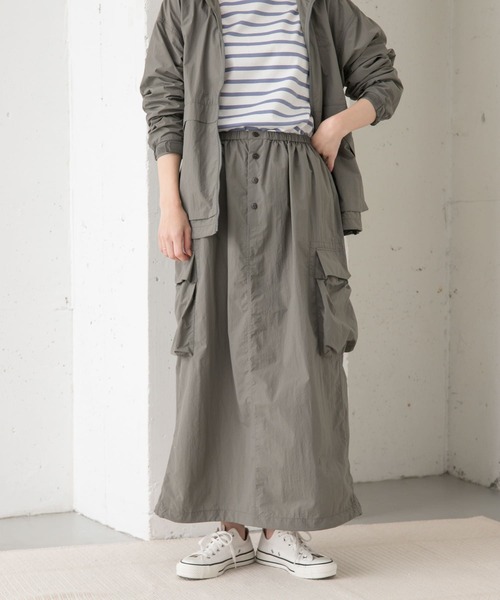 Snow Peak（スノーピーク）の「『別注』Snow Peak Apparel×DOORS　Nylon Tussah Skirt（スカート・レディース・オリーブ/ブラック/グレー・ONE）」の11枚目の写真