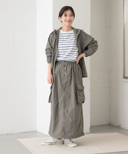Snow Peak（スノーピーク）の「『別注』Snow Peak Apparel×DOORS　Nylon Tussah Skirt（スカート・レディース・オリーブ/ブラック/グレー・ONE）」の14枚目の写真