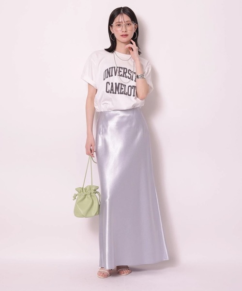 Arpege story（アルページュストーリー）の「サテンスカート（スカート・レディース・ブラウン/ライトイエロー/ブラック/ブルーグレー・0/2/1）」の2枚目の写真