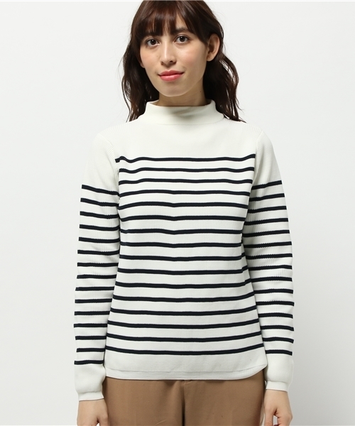 SEVENDAYS=SUNDAY（セブンデイズサンデイ）の「ボーダーハイネックニット　プルオーバー（ニット/セーター・レディース・ブラック/ネイビー/オフホワイト・LARGE/MEDIUM）」の5枚目の写真