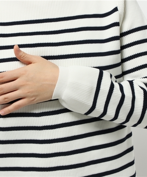SEVENDAYS=SUNDAY（セブンデイズサンデイ）の「ボーダーハイネックニット　プルオーバー（ニット/セーター・レディース・ブラック/ネイビー/オフホワイト・LARGE/MEDIUM）」の9枚目の写真