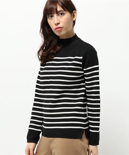 SEVENDAYS=SUNDAY（セブンデイズサンデイ）の「ボーダーハイネックニット　プルオーバー（ニット/セーター・レディース・ブラック/ネイビー/オフホワイト・LARGE/MEDIUM）」の12枚目の写真