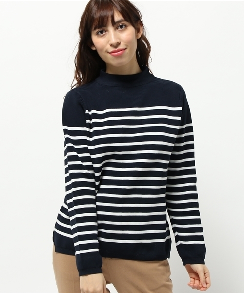 SEVENDAYS=SUNDAY（セブンデイズサンデイ）の「ボーダーハイネックニット　プルオーバー（ニット/セーター・レディース・ブラック/ネイビー/オフホワイト・LARGE/MEDIUM）」の13枚目の写真
