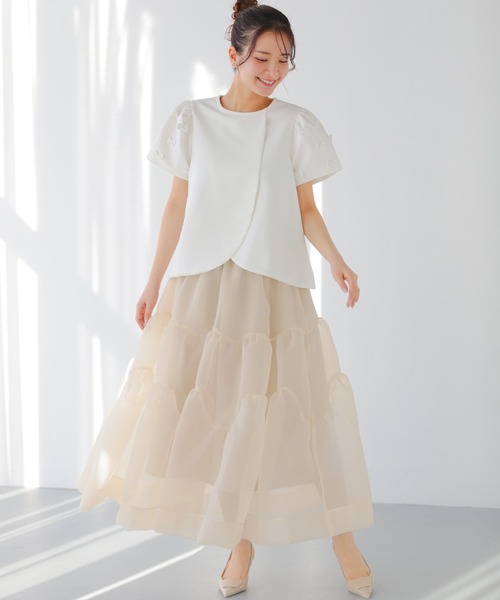 Fit more(フィットモア)の「クリンクルシアーオーガンジーティアードスカート(スカート・レディース・ブラック/ライトベージュ/ブルー・LONG/SHORT)」の20枚目の写真