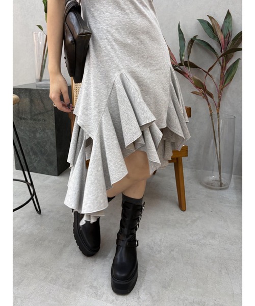 EVRIS（エヴリス）の「レースドッキングアシンメトリーミニワンピース（ワンピース・レディース・グレー/カーキ/ブラック・FREE）」の10枚目の写真