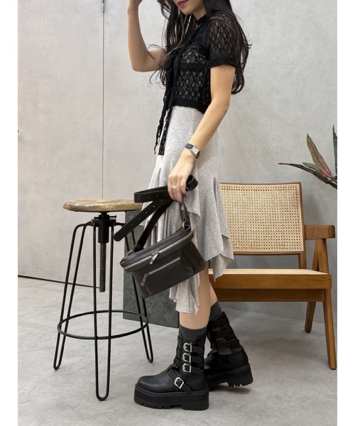 EVRIS（エヴリス）の「レースドッキングアシンメトリーミニワンピース（ワンピース・レディース・グレー/カーキ/ブラック・FREE）」の12枚目の写真