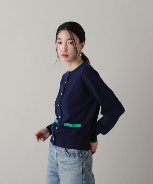 N.(N. Natural Beauty Basic)(エヌエヌナチュラルビューティーベーシック)の「バイカラーパールボタンカーディガン(カーディガン/ボレロ・レディース・ネイビー/ピンク/オフホワイト・MEDIUM)」の15枚目の写真