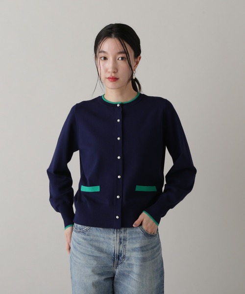 N.(N. Natural Beauty Basic)(エヌエヌナチュラルビューティーベーシック)の「バイカラーパールボタンカーディガン(カーディガン/ボレロ・レディース・ネイビー/ピンク/オフホワイト・MEDIUM)」の16枚目の写真