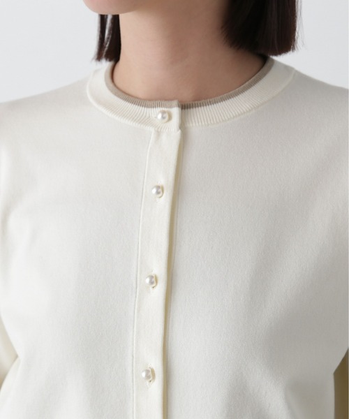 N.(N. Natural Beauty Basic)(エヌエヌナチュラルビューティーベーシック)の「バイカラーパールボタンカーディガン(カーディガン/ボレロ・レディース・ネイビー/ピンク/オフホワイト・MEDIUM)」の11枚目の写真