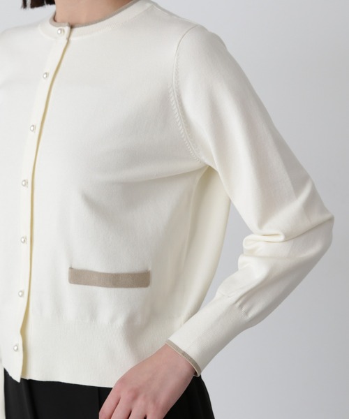 N.(N. Natural Beauty Basic)(エヌエヌナチュラルビューティーベーシック)の「バイカラーパールボタンカーディガン(カーディガン/ボレロ・レディース・ネイビー/ピンク/オフホワイト・MEDIUM)」の12枚目の写真