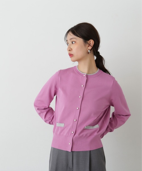 N.(N. Natural Beauty Basic)(エヌエヌナチュラルビューティーベーシック)の「バイカラーパールボタンカーディガン(カーディガン/ボレロ・レディース・ネイビー/ピンク/オフホワイト・MEDIUM)」の20枚目の写真