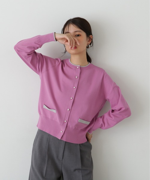 N.(N. Natural Beauty Basic)(エヌエヌナチュラルビューティーベーシック)の「バイカラーパールボタンカーディガン(カーディガン/ボレロ・レディース・ネイビー/ピンク/オフホワイト・MEDIUM)」の22枚目の写真