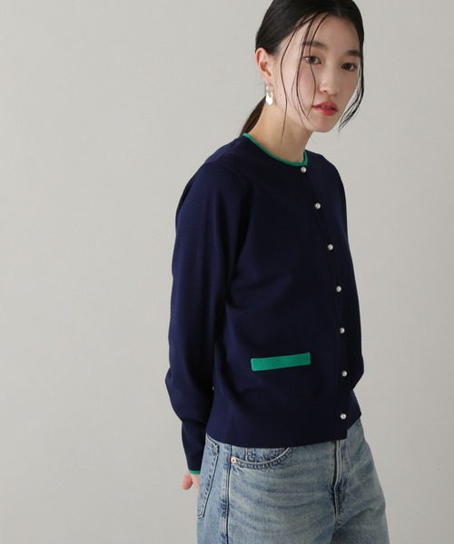 N.(N. Natural Beauty Basic)(エヌエヌナチュラルビューティーベーシック)の「バイカラーパールボタンカーディガン(カーディガン/ボレロ・レディース・ネイビー/ピンク/オフホワイト・MEDIUM)」の14枚目の写真